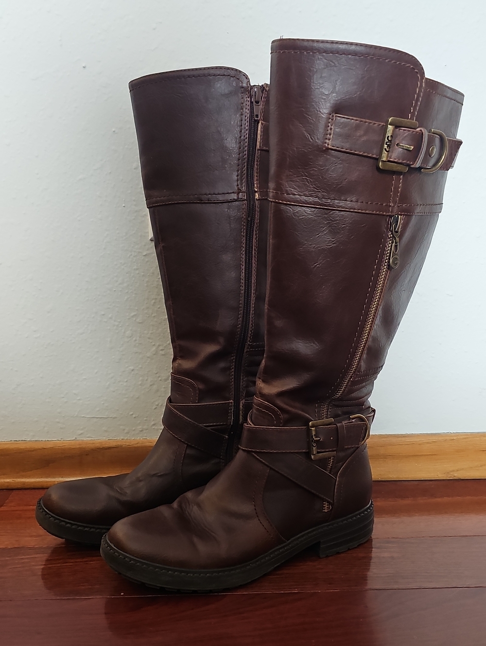Women's Tall Buckle Riding Boots - Brown